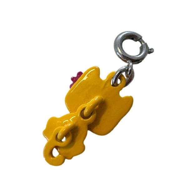 Yellow Cat Pink Flower Swivel Kitty Charm - Picture 5 of 8